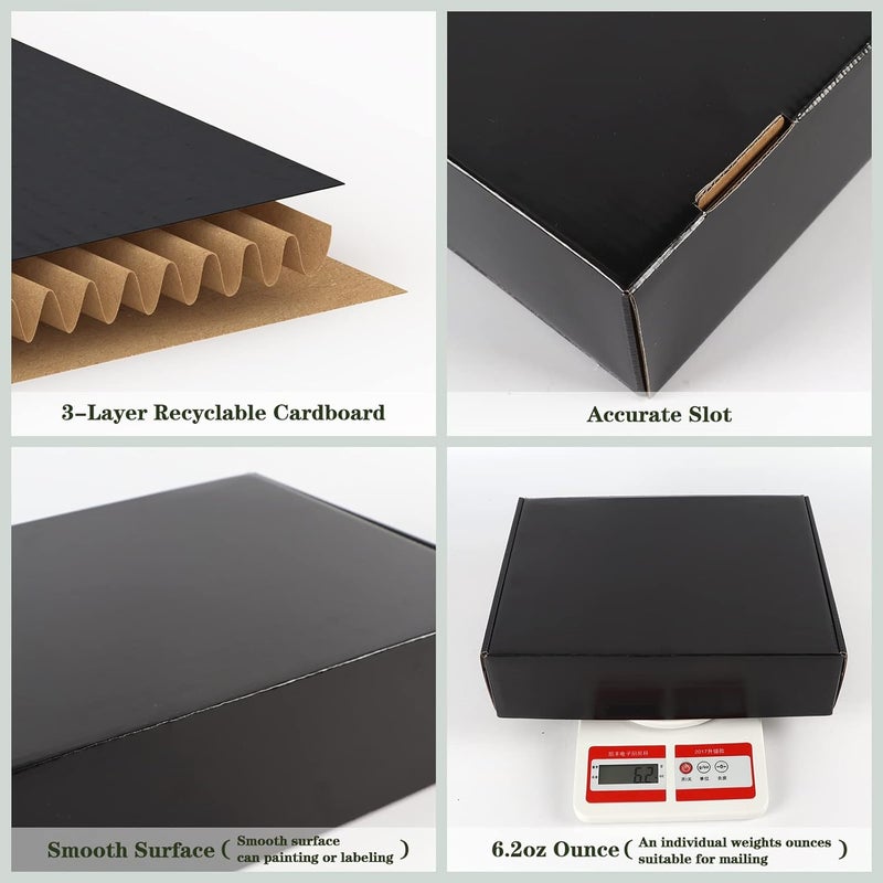 EXYGLO Shipping Cardboard Boxes for Small Business, Packing and Mailing, 12x9x3 - Pack of 20, Black - Image 4